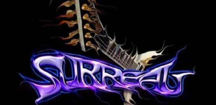 abstract art with the word surreal overlaying a guitar arm