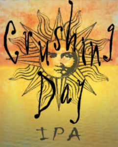 crushing day band logo with abstract black sun background