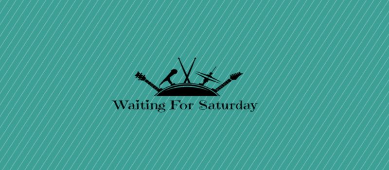 waiting for saturday band cover with teal background and instrument silhouette